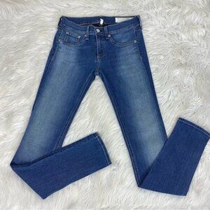 Rag & Bone Women's Redmond Blue Mid-Rise Skinny Designer Denim Jeans‎ W26-27/L30